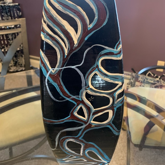 Hand painted one of a kind large wooden organic vase - Picture 3 of 10